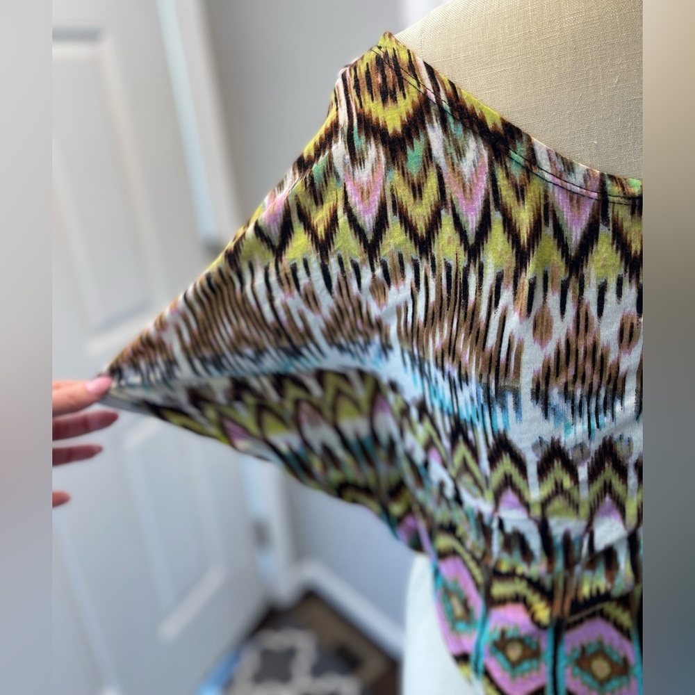 Boho Tribal Print Crop Top Batwing Festival Blouse Size S - Picture 3 of 10